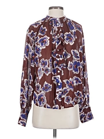 Tanya Taylor Long Sleeve Silk Top (view 1)