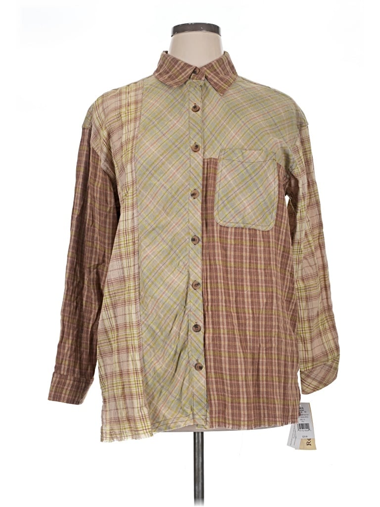 Rewind Long Sleeve Button Down Shirt In Brown