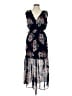 NSR 100% Polyester Floral Black Blue Cocktail Dress Size M - photo 1