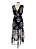 NSR 100% Polyester Floral Black Blue Cocktail Dress Size M - photo 2