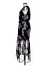 NSR 100% Polyester Floral Black Blue Cocktail Dress Size M - photo 5
