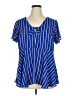 Torrid 100% Polyester Stripes Blue Short Sleeve Blouse Size 1X Plus (1) - photo 1