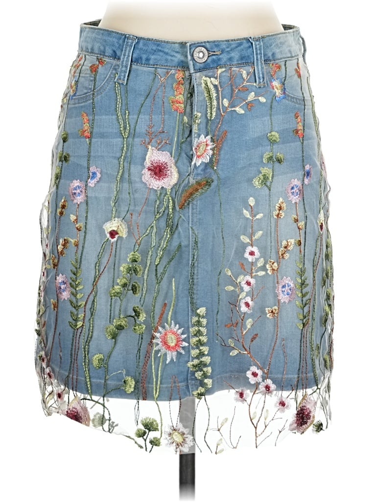 Pre-owned Hydraulic Denim Skirt In Blue