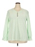 Unbranded Stripes Green Long Sleeve Blouse Size 2X - photo 1