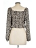 H&M 100% Polyester Brown Long Sleeve Blouse Size L - photo 2