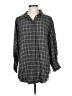 Something Navy 100% Viscose Plaid Gray 3/4 Sleeve Button-Down Shirt Size M - photo 1