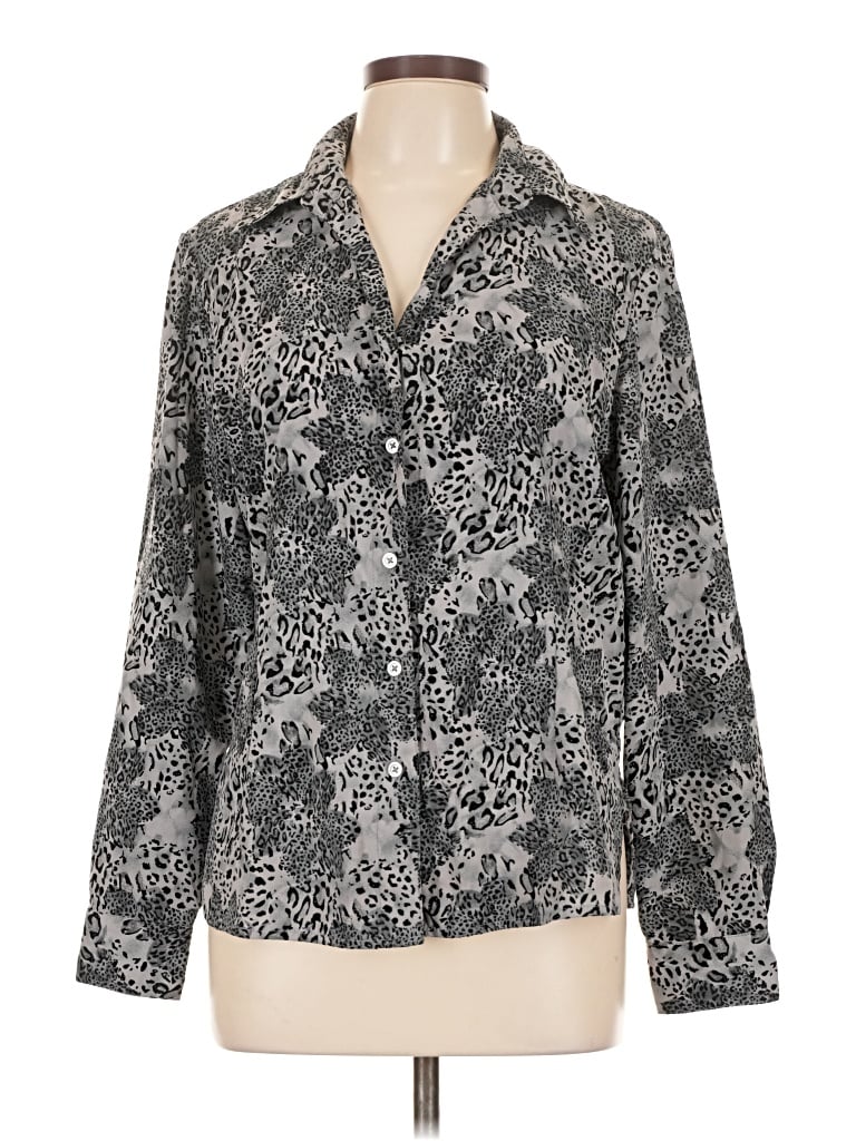 Pre-owned White Stag Long Sleeve Blouse In Gray