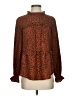 Solutions Animal Print Brown Long Sleeve Blouse Size S - photo 1