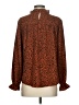 Solutions Animal Print Brown Long Sleeve Blouse Size S - photo 2