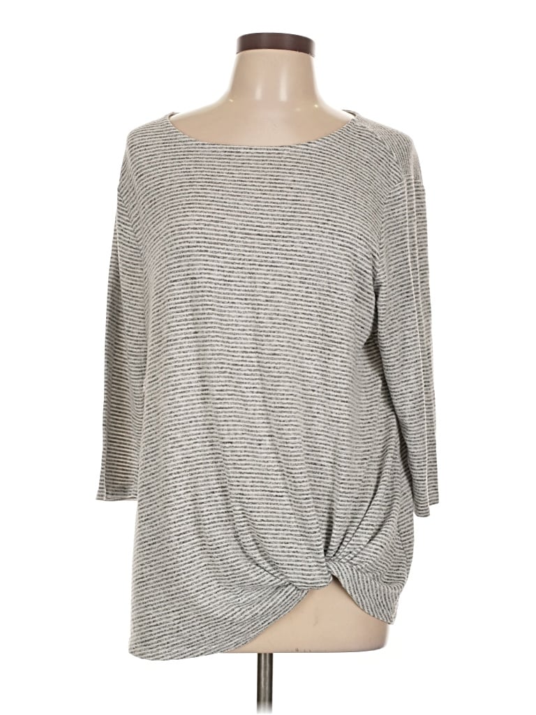 Pre-owned Matty M 3/4 Sleeve Top Gray Boatneck Tops