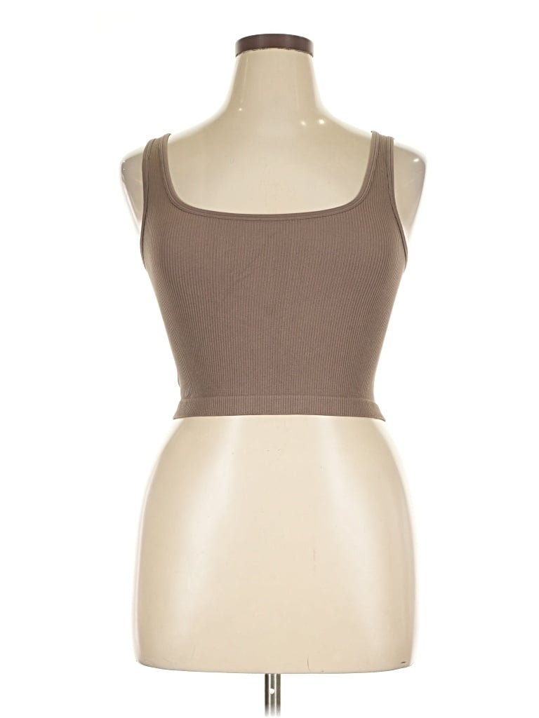 Pre-owned Oqq Tank Top Brown Strapless Neckline Tops