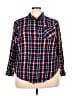 Torrid Plaid Blue Long Sleeve Button-Down Shirt Size 3X Plus (3) - photo 1