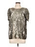 CeCe Metallic Silver Short Sleeve Top Size L - photo 1