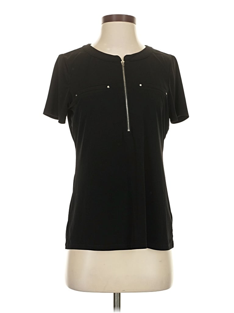 Pre-owned Ava James Short Sleeve Top Black Keyhole Neckline Tops