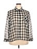 Faded Glory 100% Polyester Checkered-gingham Gray Long Sleeve Blouse Size XXL - photo 1