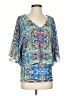 Coco Bianco 100% Polyester Blue 3/4 Sleeve Blouse Size S - photo 1