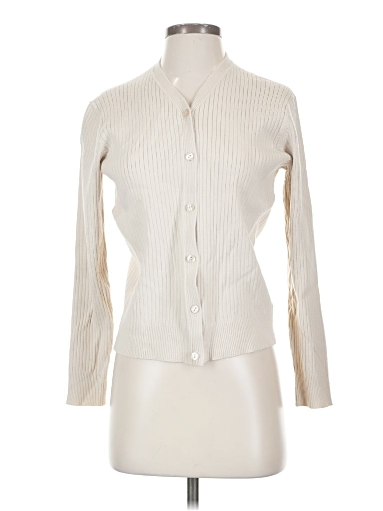 Pre-owned Carolyn Taylor Cardigan Sweater In White