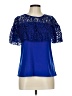 Rise & Bloom Blue Short Sleeve Blouse Size L - photo 1