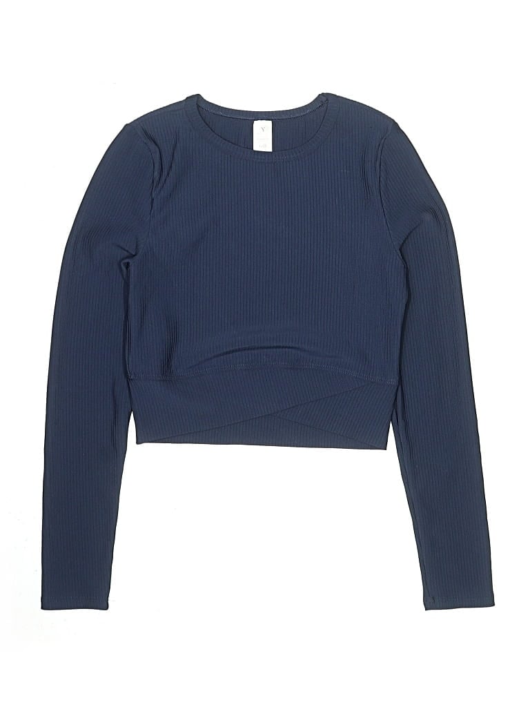 Pre-owned Yogalicious Kids' Long Sleeve Top Blue Boatneck Tops