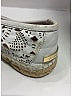 Burberry 100% Leather Paisley Silver White Perforated Leather Espadrilles Size EU 36 - photo 3