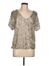 Three Dots 100% Polyester Silver Short Sleeve Blouse Size M - photo 1