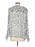 Ann Taylor LOFT 100% Polyester Silver Long Sleeve Blouse Size L - photo 2