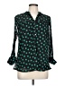 Juniper + Lime 100% Polyester Polka Dots Green Black Long Sleeve Blouse Size L - photo 1