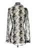 CAbi 100% Polyester Animal Print Silver Long Sleeve Blouse Size XS - photo 2