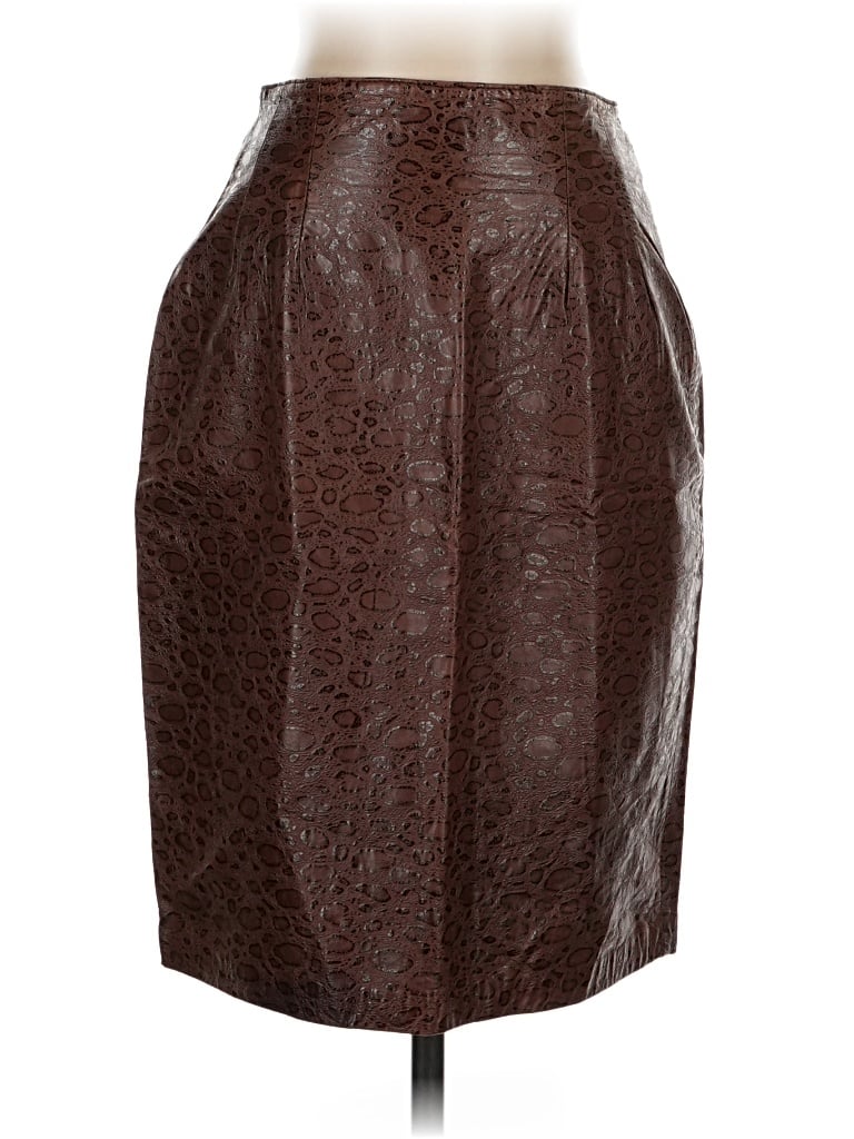 Pre-owned Andrea Jovine Faux Leather Skirt In Brown