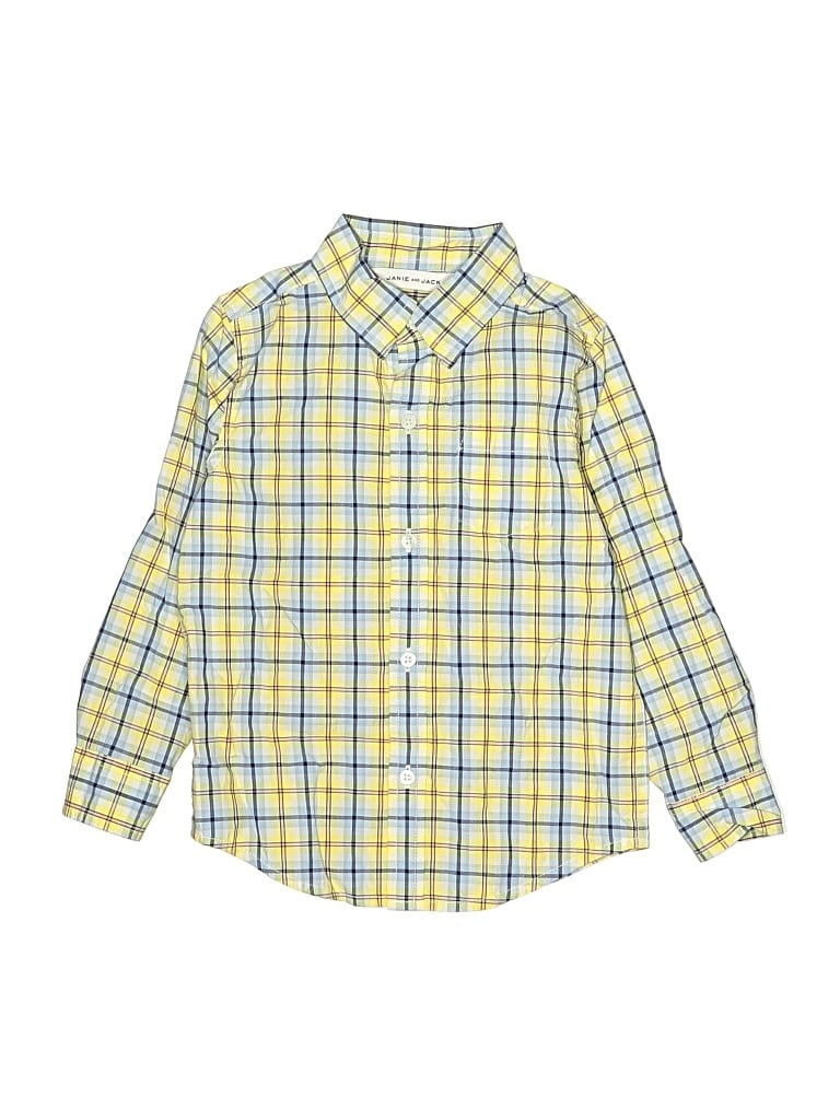 Pre-owned Janie And Jack Kids' Long Sleeve Button Down Shirt In Yellow