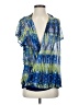 Unbranded Tie-dye Multi Color Blue Short Sleeve Blouse Size L (estimated) - photo 1