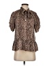Joie Animal Print Brown Short Sleeve Blouse Size XXS - photo 1