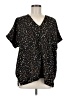 MTS 100% Polyester Animal Print Black Short Sleeve Blouse Size M - photo 1