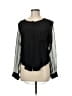 Waverly Grey 100% Silk Black Long Sleeve Silk Top Size M - photo 1