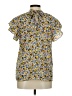 Pleione 100% Polyester Yellow Short Sleeve Blouse Size M - photo 2