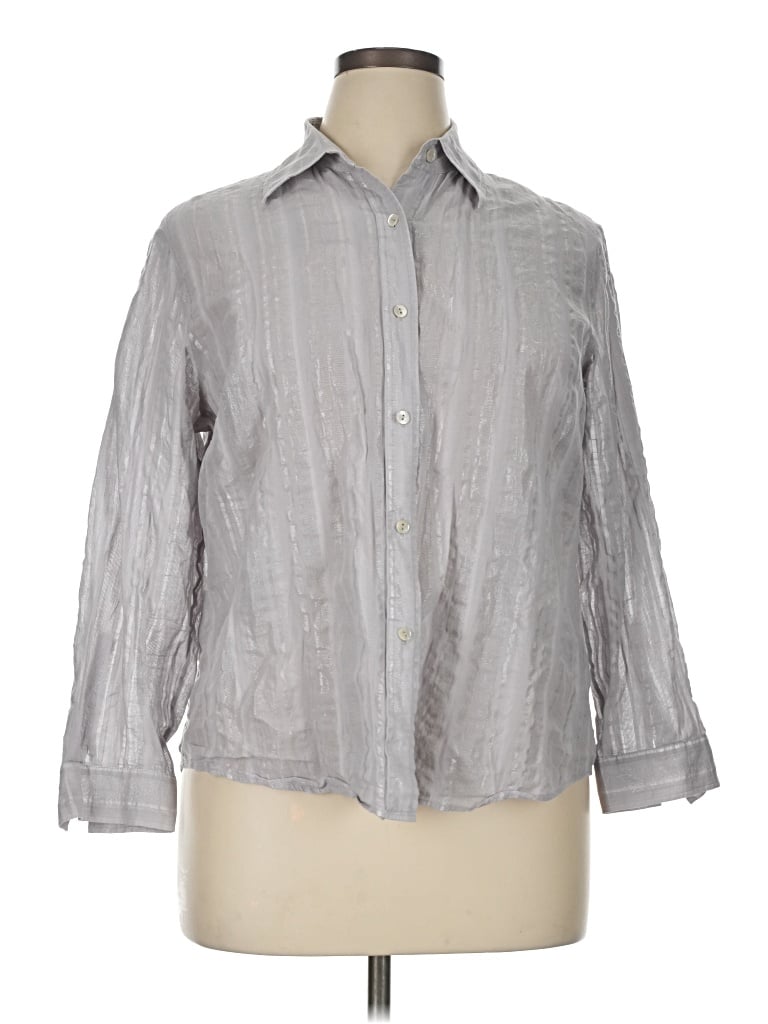 Pre-owned Lafayette 148 3/4 Sleeve Blouse In Gray