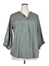 Assorted Brands 100% Polyester Stripes Gray 3/4 Sleeve Blouse Size XXL - photo 1