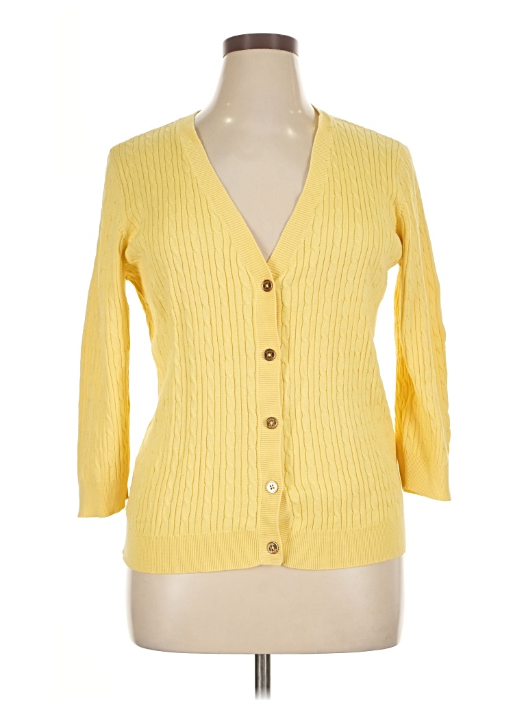 Pre-owned Chaps Cardigan Sweater In Yellow