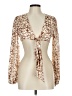 Luxxel Print Brown Long Sleeve Blouse Size L - photo 1
