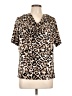 Express Animal Print Brown Short Sleeve Blouse Size L - photo 1