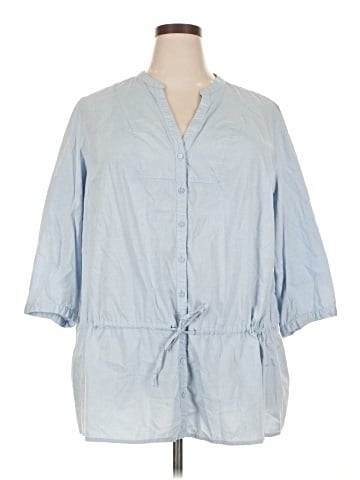 Fashion Bug 3/4 Sleeve Button-Down Shirt (view 1)