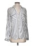 Blu Pepper 100% Rayon Stripes Silver Long Sleeve Blouse Size S - photo 1