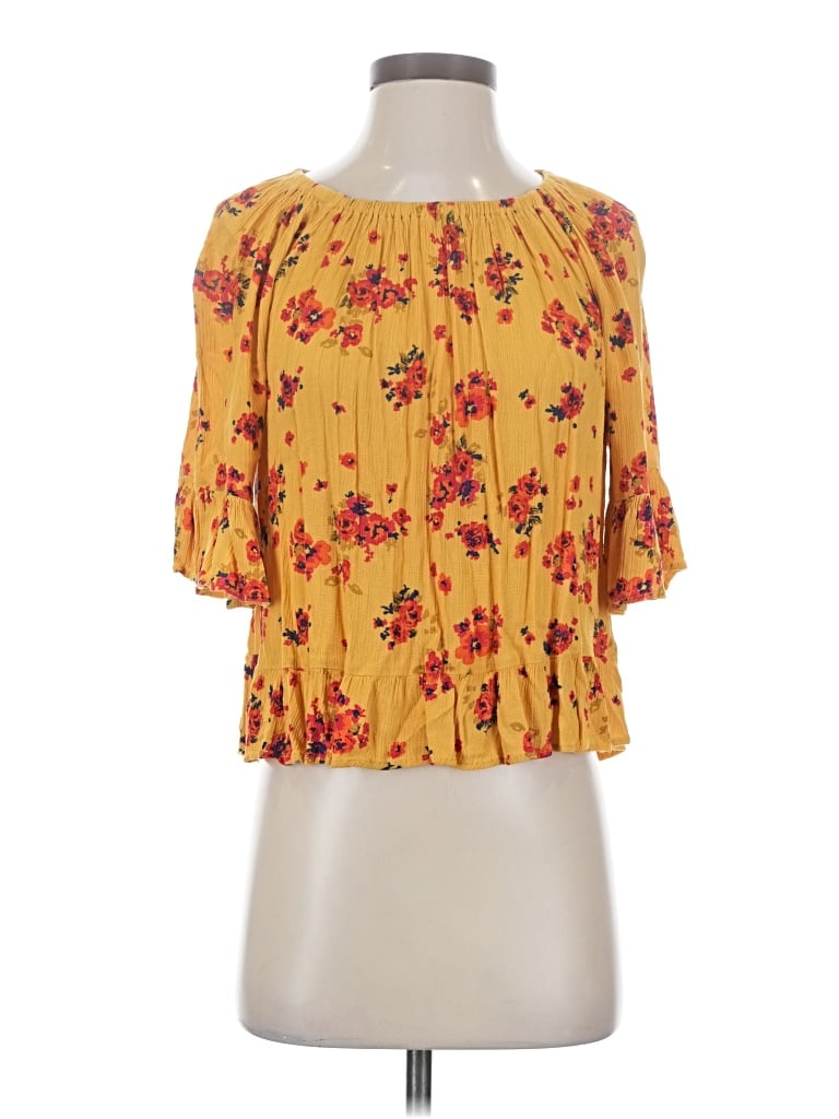 Pre-owned Vanilla Star 3/4 Sleeve Blouse In Yellow
