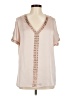 Love Stitch 100% Polyester Tan Short Sleeve Blouse Size M - photo 1