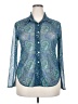 Grand Prix Paisley Teal Blue Long Sleeve Blouse Size XXL - photo 1