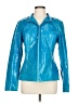 St. John 100% Leather Metallic Blue Leather Jacket Size 13 - photo 1