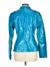St. John 100% Leather Metallic Blue Leather Jacket Size 13 - photo 2