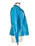 St. John 100% Leather Metallic Blue Leather Jacket Size 13 - photo 4