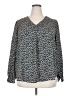 Lush 100% Polyester Animal Print Blue Long Sleeve Blouse Size 2X - photo 1