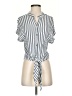 Lulus 100% Viscose Stripes Blue Short Sleeve Blouse Size S - photo 1